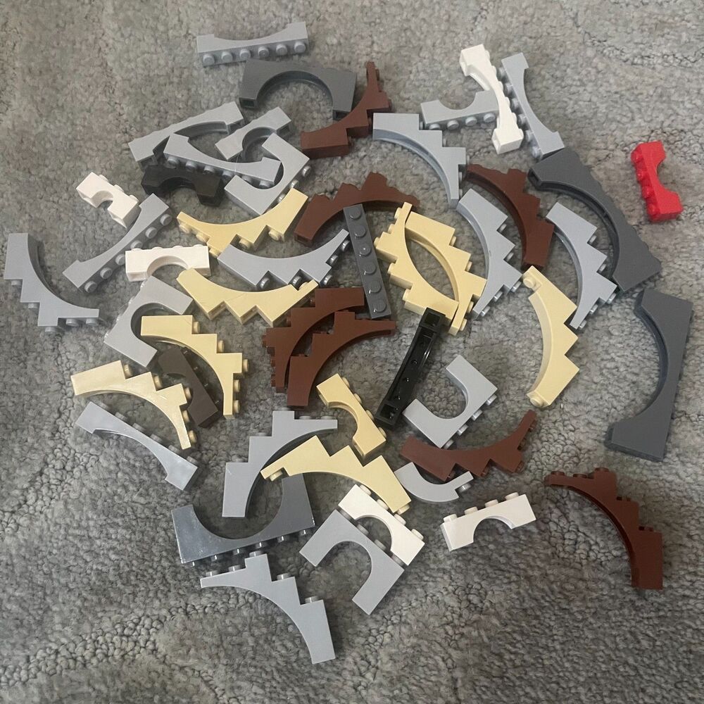 40+ LEGO Arch Lot Various Bridge Supports Girders Gray Tan 3659 14395 2339